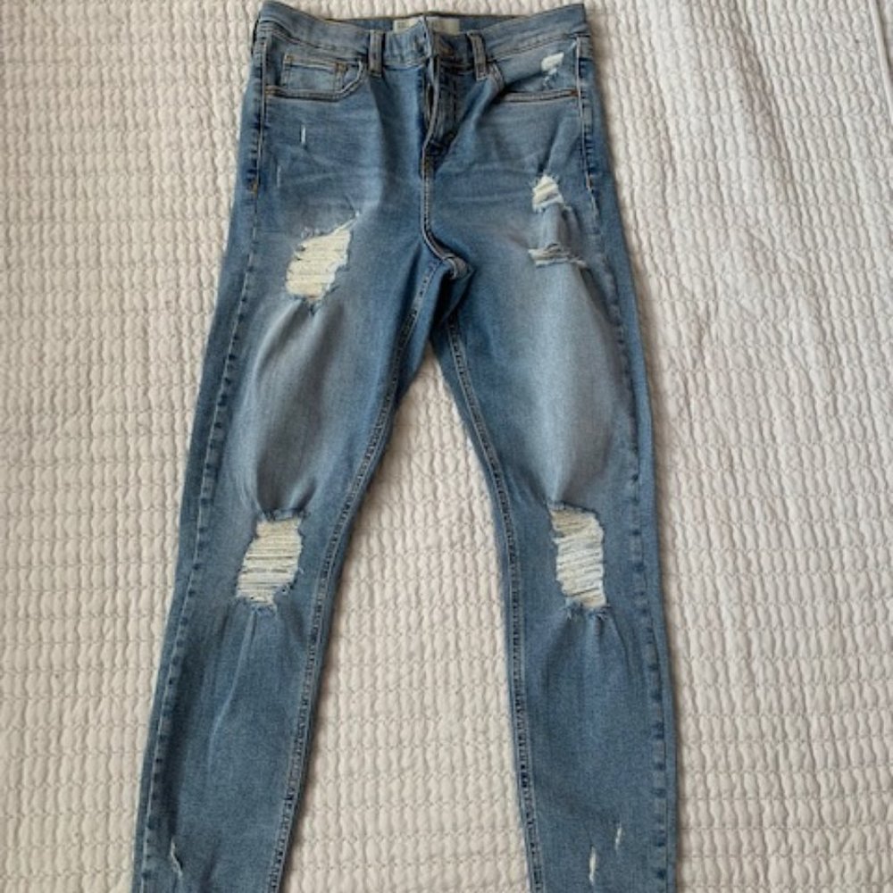 Stretchy TopShop Blue Moto Jamie Jeans Size - 28